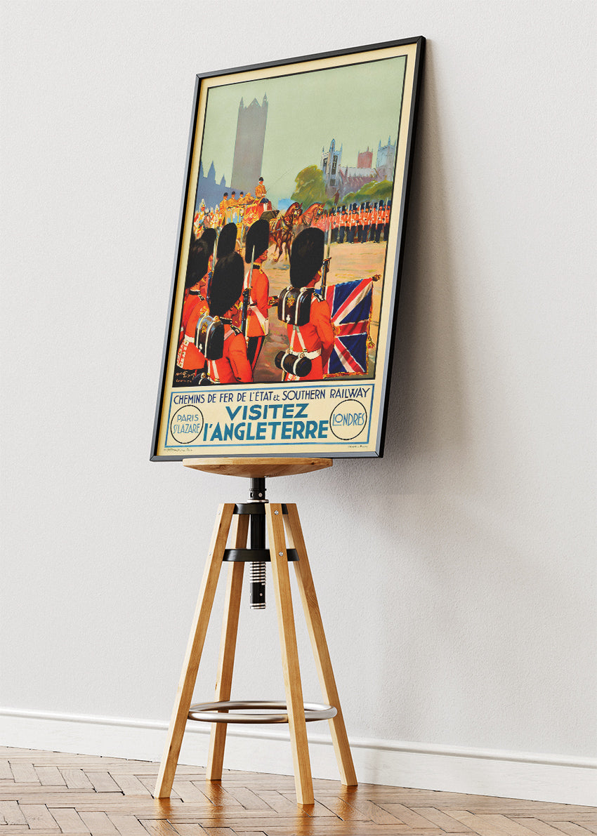 Vintage London Guards Parade Poster & Canvas Print – Classic British Travel Art