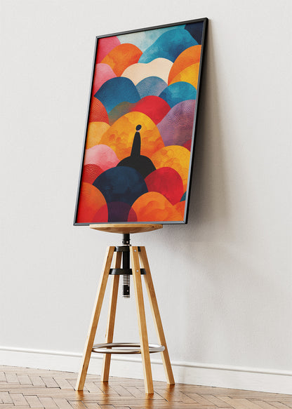 Colourful Abstract Hills Wall Art – Modern Geometric Landscape Canvas Print & Contemporary Statement Poster for Living Room Decor UK