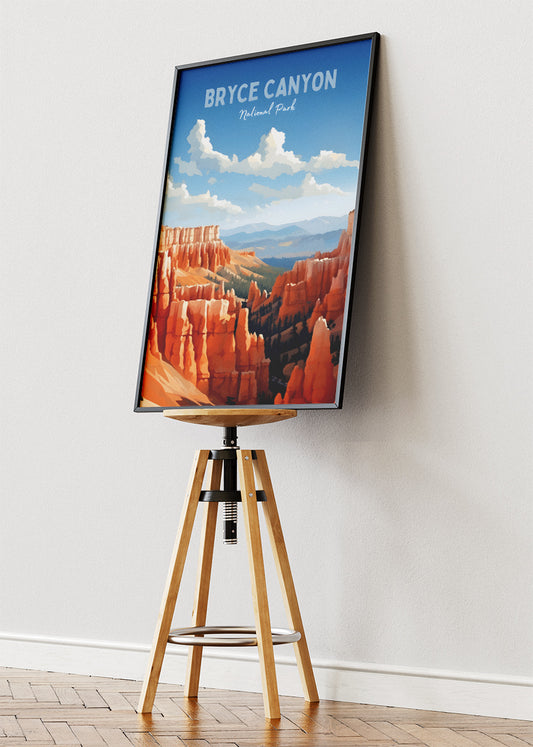 Bryce Canyon National Park Poster & Canvas Print – Red Rock Hoodoo Landscape Illustration Wall Art