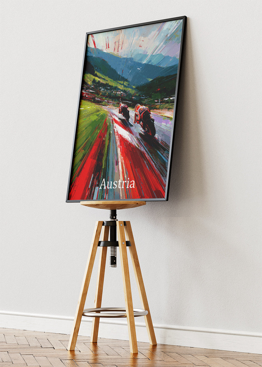 Austria MotoGP Alpine Speed Motorcycle Racing Wall Art Poster & Canvas
