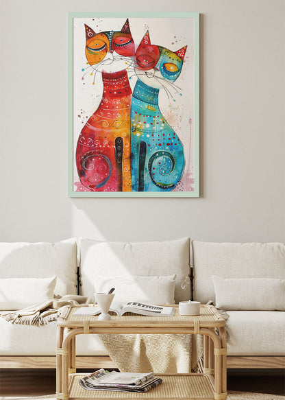 Colorful Cats Poster & Canvas Print – Vibrant Abstract Feline Art