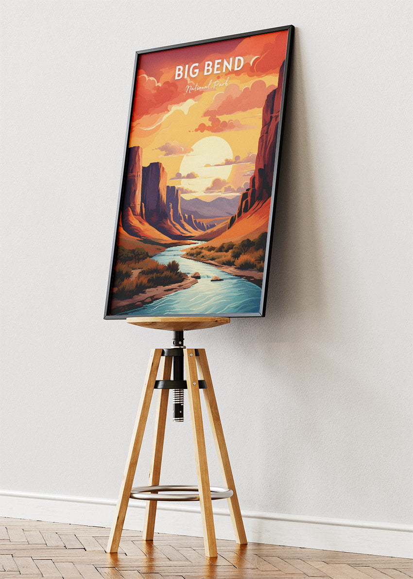 Big Bend National Park Poster & Canvas Print – Retro Desert Canyon Wall Art