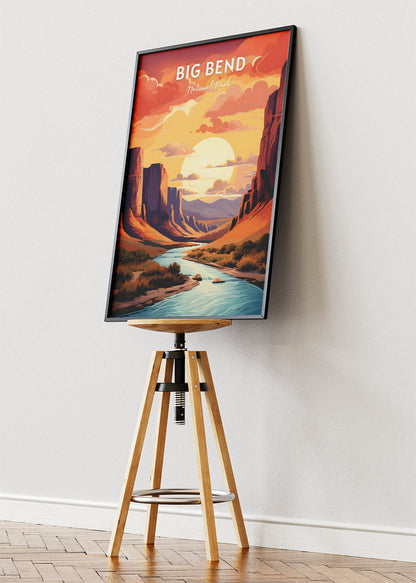Big Bend National Park Poster & Canvas Print – Retro Desert Canyon Wall Art
