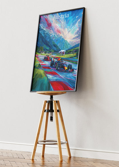 Austria Formula Racing Poster & Canvas Print | Expressive Alpine Motorsport Wall Art