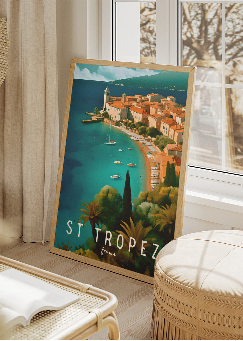 St Tropez France Poster & Canvas Print – Vintage Mediterranean Coastal Art