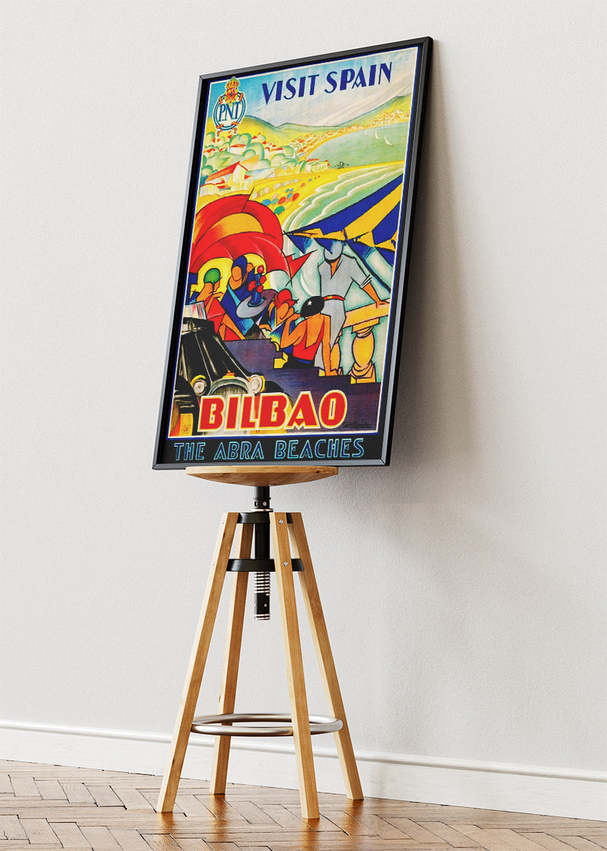 Bilbao Spain Poster & Canvas Print – Vintage Abra Beaches Travel Art
