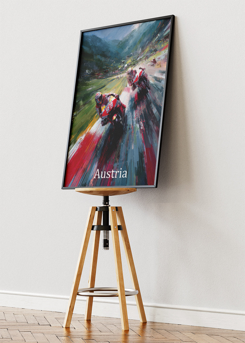Austria MotoGP Alpine Racing Speed Motorcycle Wall Art Poster & Canvas