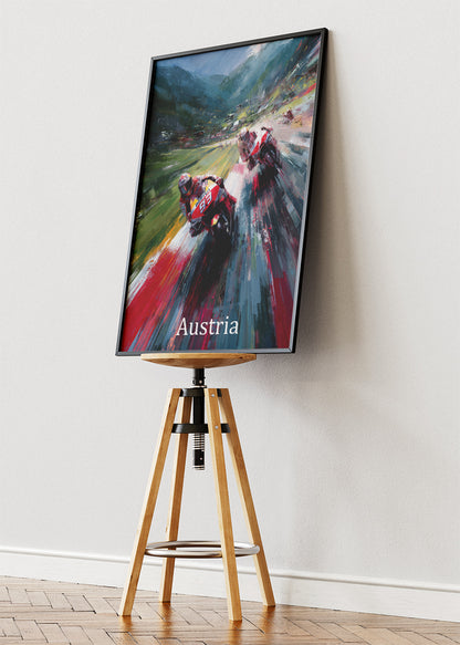Austria MotoGP Alpine Racing Speed Motorcycle Wall Art Poster & Canvas