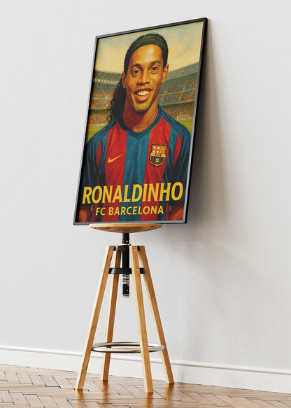 FC Barcelona Ronaldinho Wall Art | Iconic Football Legend Poster & Canvas