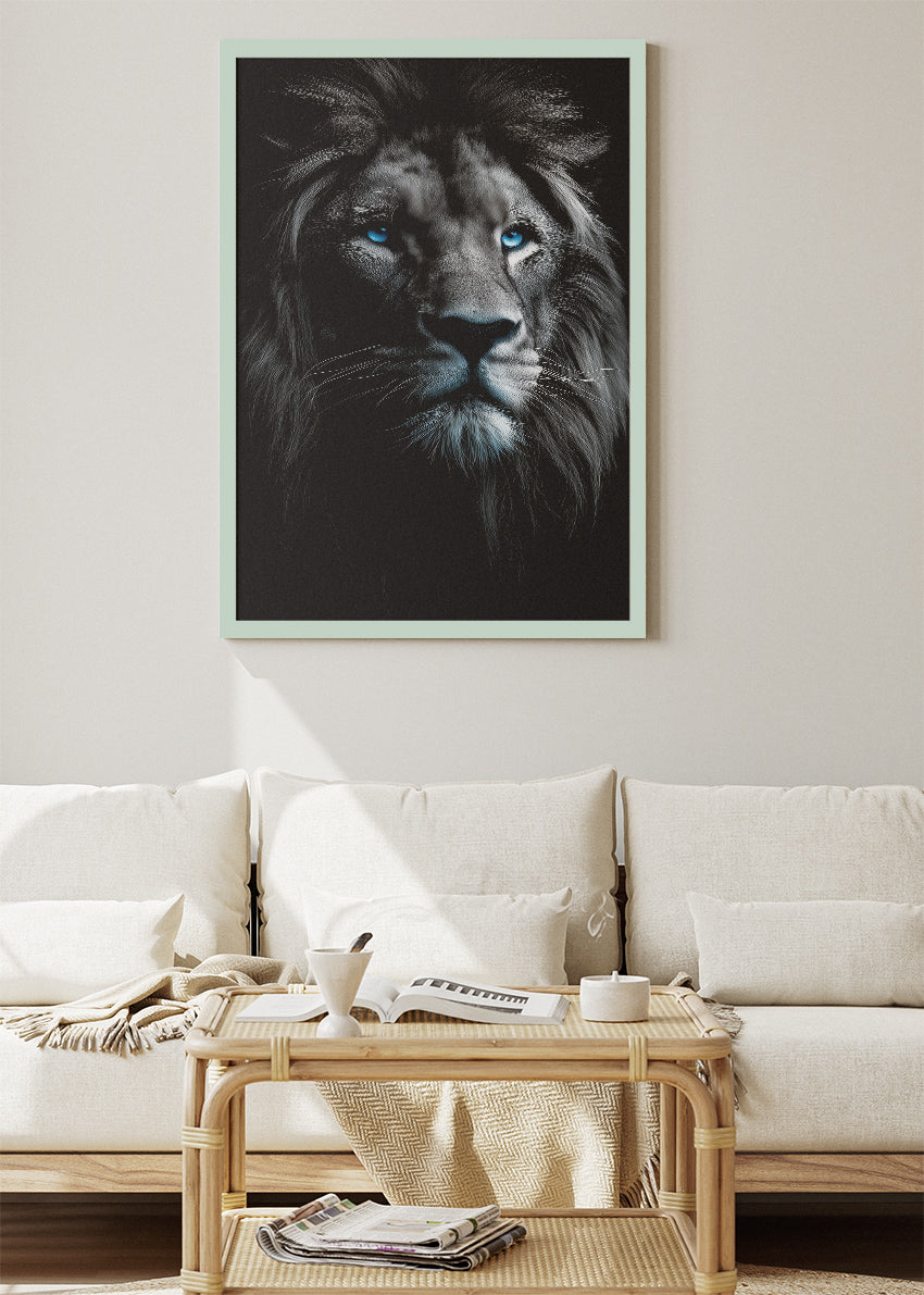 Black Lion Canvas Print & Poster – Dark Wildlife Wall Art