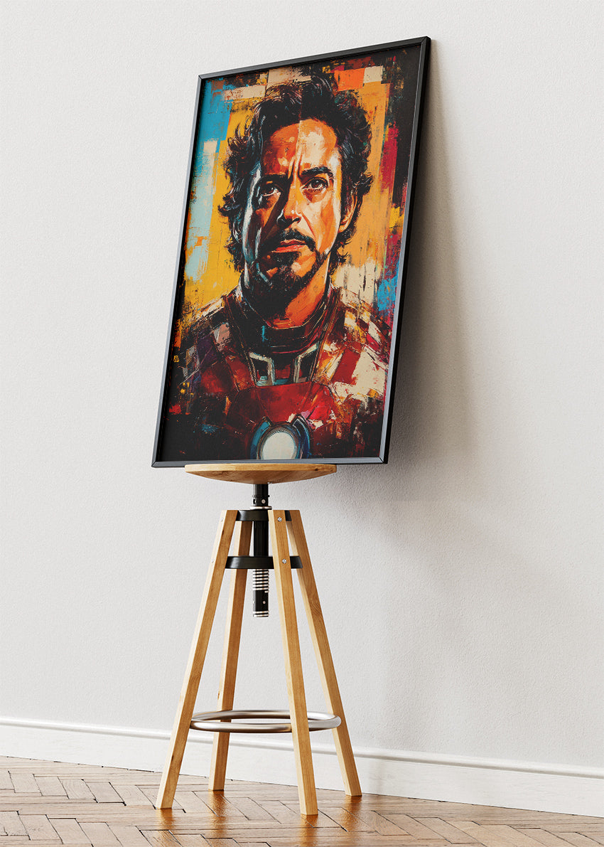 Iron Man Tony Stark – Modern Abstract Portrait Canvas & Poster Print – AI PRINT LAB