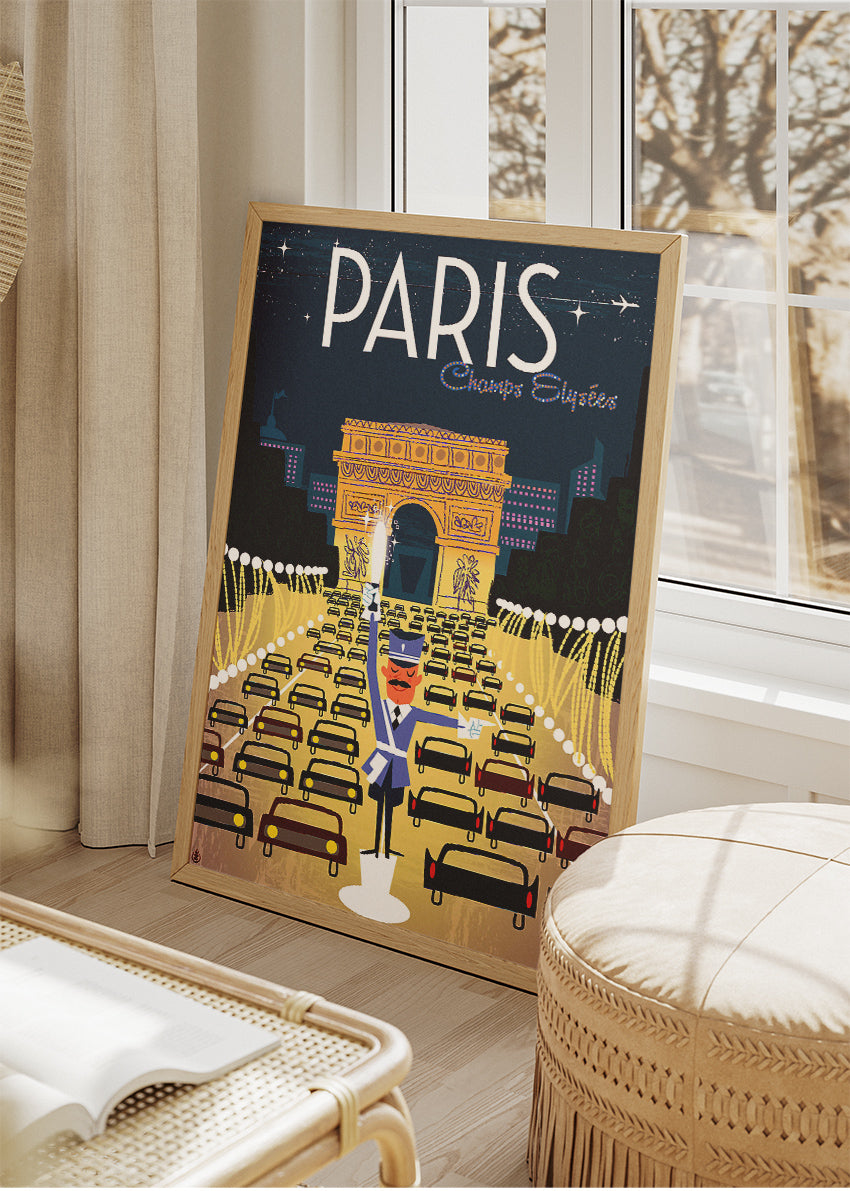 Paris France Poster & Canvas Print – Vintage Champs-Élysées Retro Art