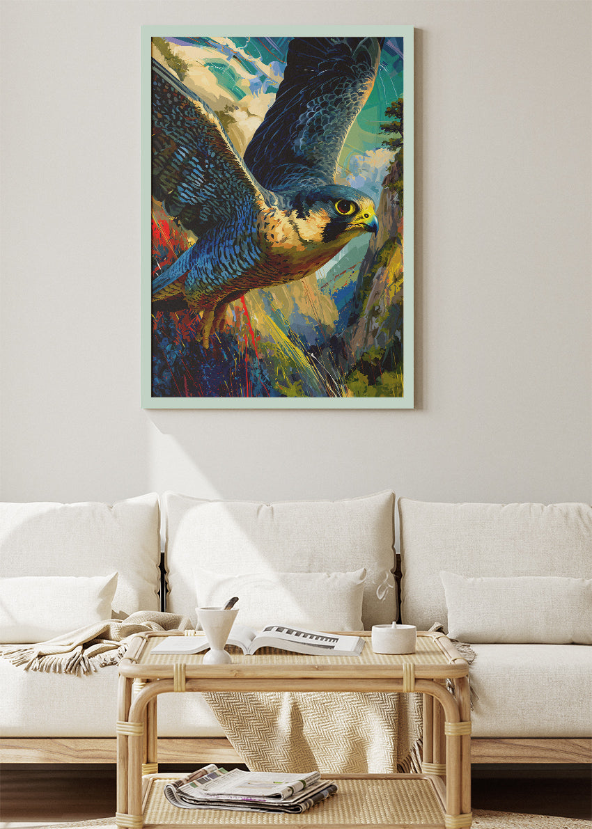 Flying Hawk Canvas Print & Poster – Dynamic Wildlife Wall Art