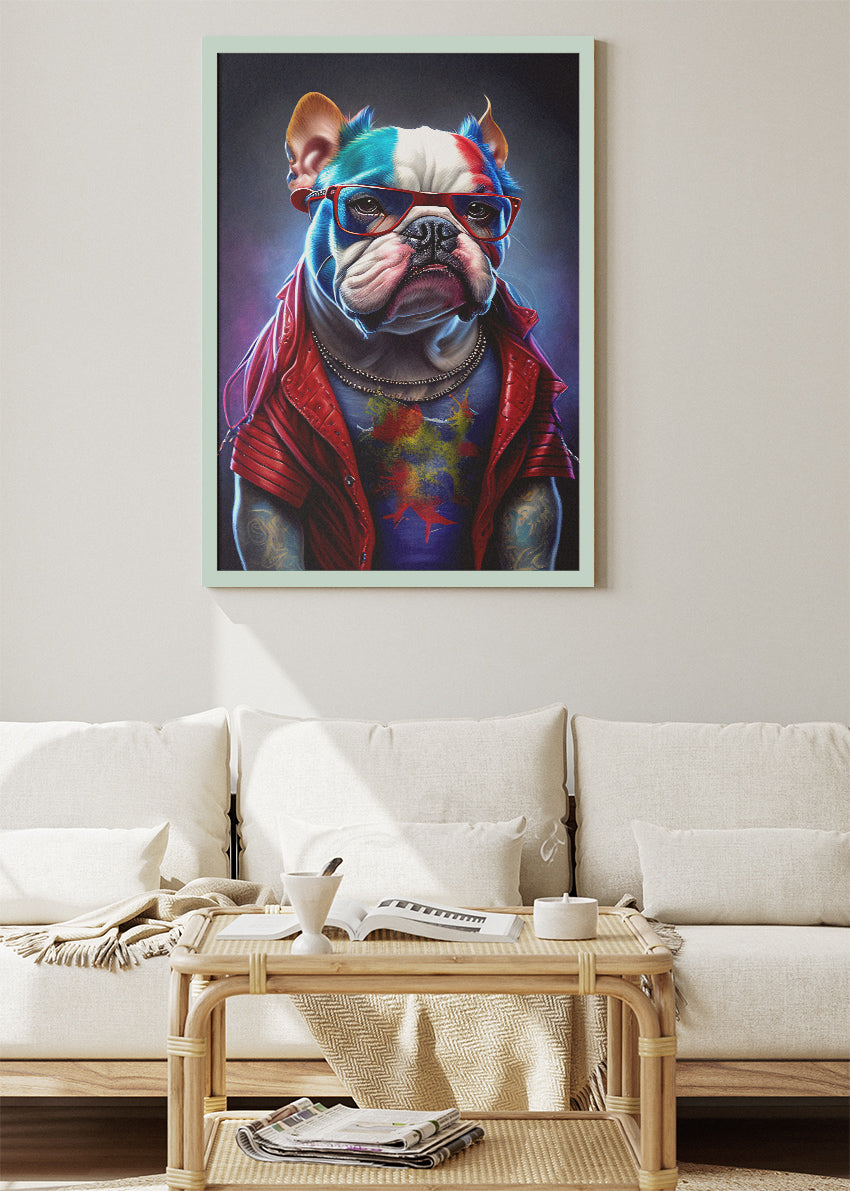 Cool Bulldog Canvas Print & Poster – Urban Pop Art Dog Wall Art