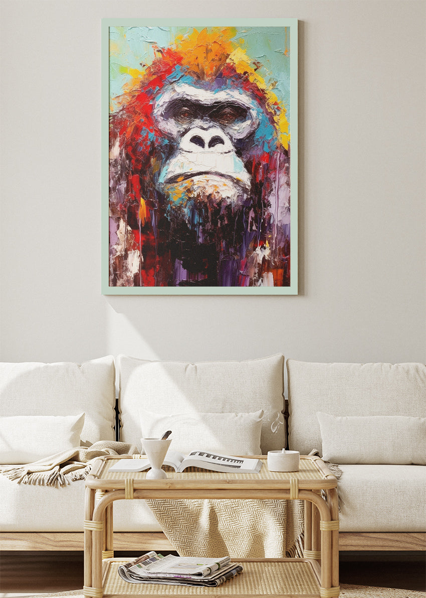 Colorful Gorilla Canvas Print & Poster – Modern Wildlife Wall Art