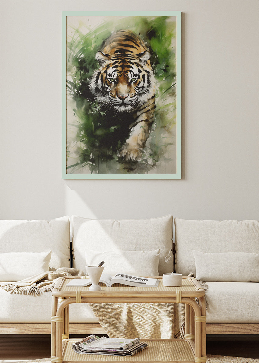 Watercolor Tiger Canvas Print & Poster – Modern Wildlife Wall Art