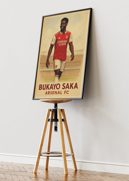 Bukayo Saka Arsenal FC Football Wall Art | Modern Premier League Star Poster & Canvas