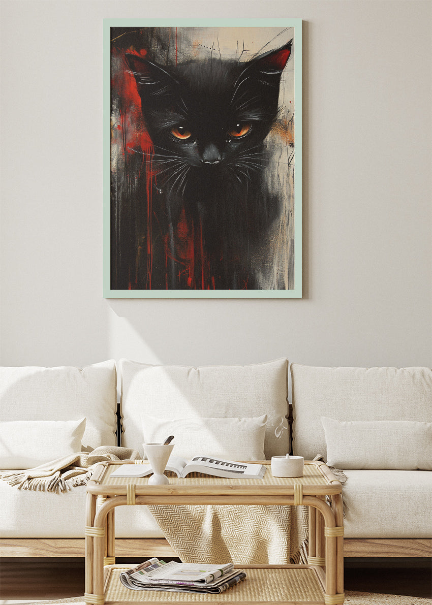 Black Cat Canvas Print & Poster – Dark Modern Animal Wall Art