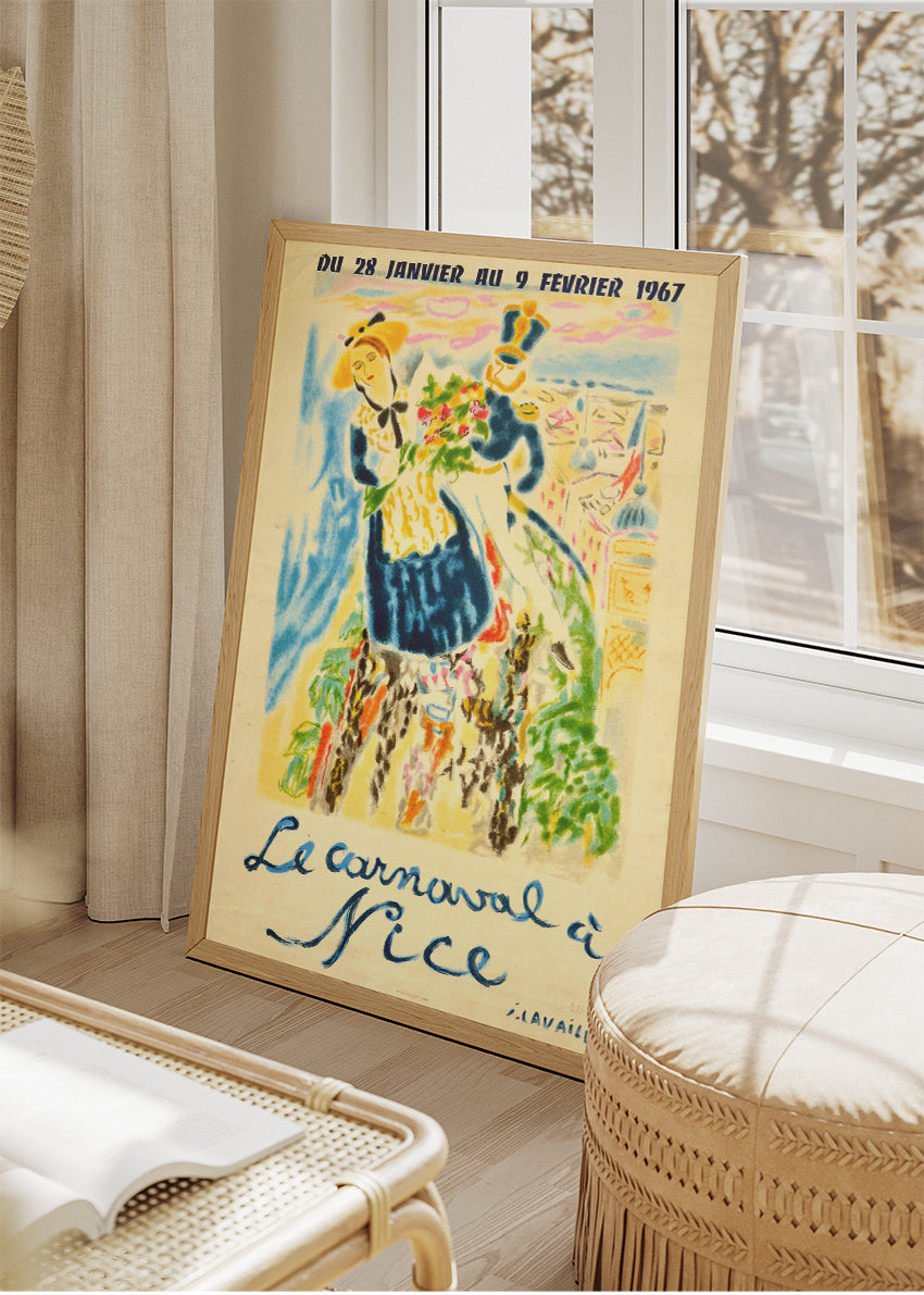 Nice Carnival 1967 Poster & Canvas Print – Vintage French Festival Art