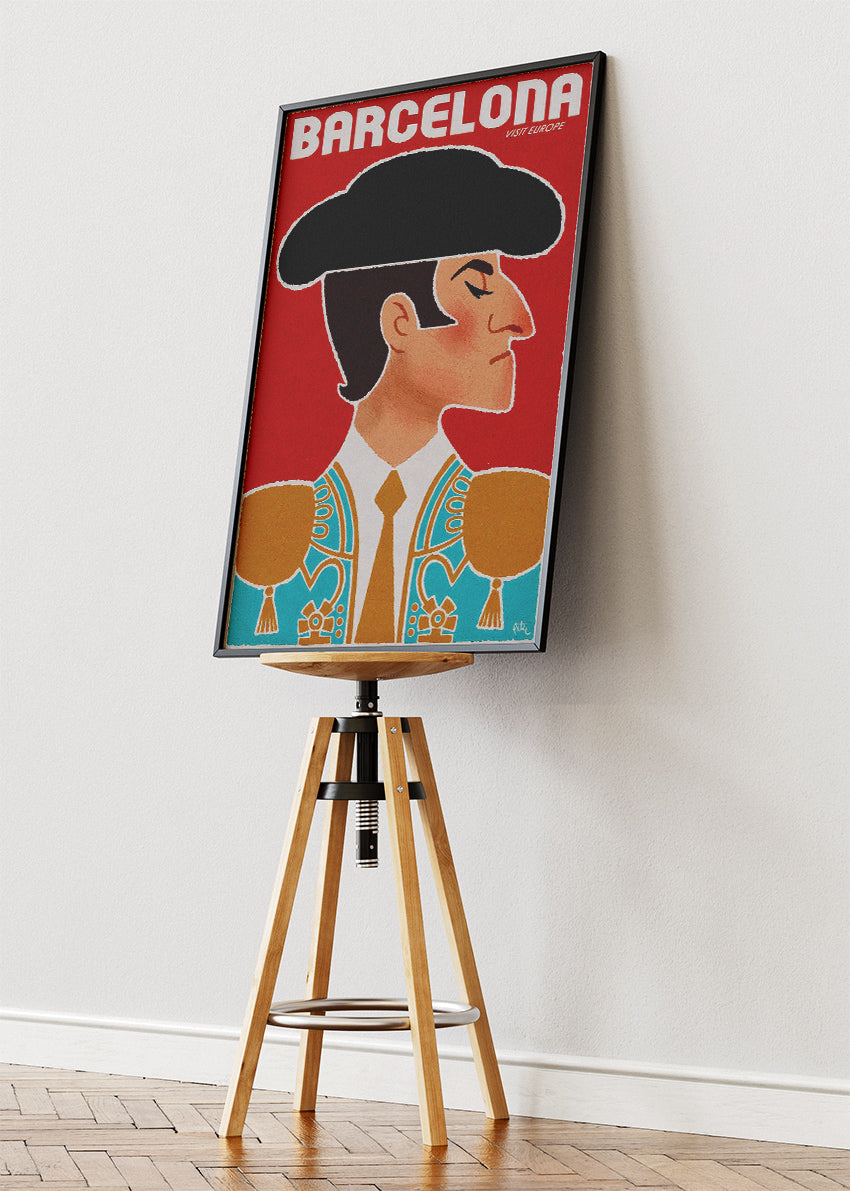 Barcelona Matador Poster & Canvas Print – Vintage Spain Travel Art