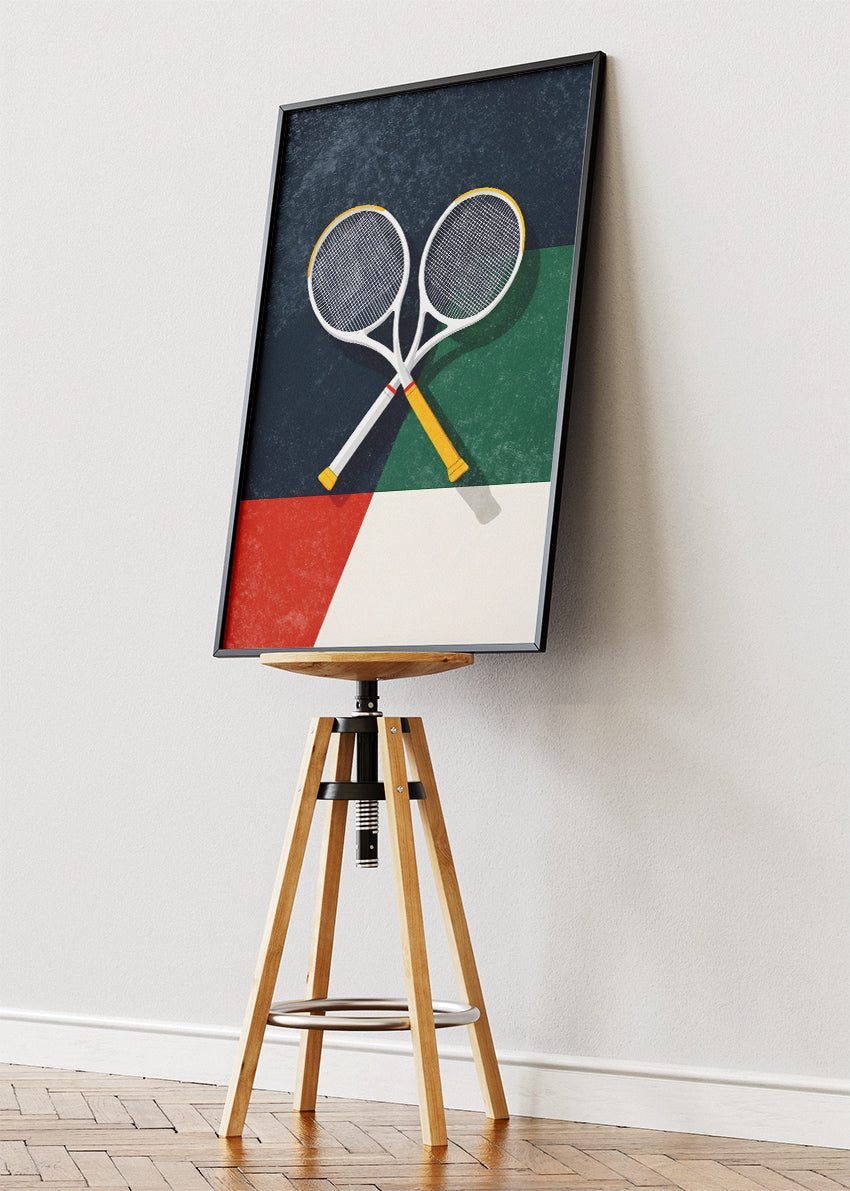 Tennis Rackets Poster & Canvas Print – Modern Minimalist Sports Wall Art