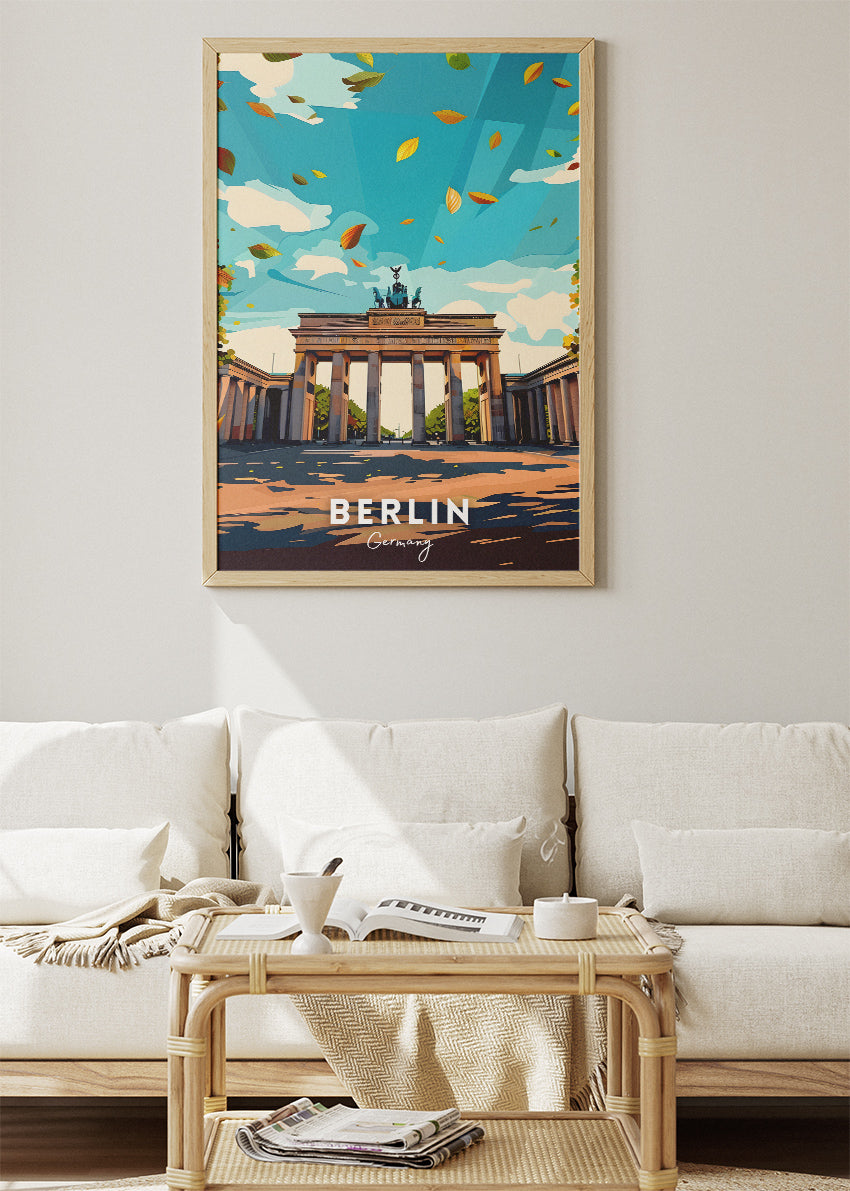 Berlin Germany Poster & Canvas Print – Vintage Autumn Brandenburg Gate Art