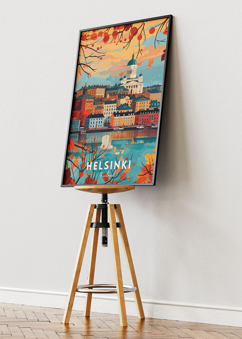 Helsinki Finland Skyline Poster & Canvas Print – Vintage Nordic Travel Art
