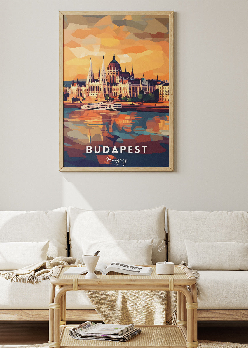 Budapest Parliament Sunset Poster & Canvas Print – Hungary Danube River View Art