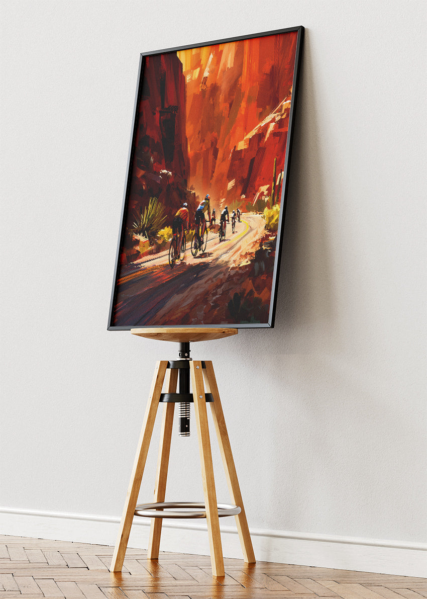 Road Cycling Canyon Art Print & Canvas – Dynamic Cyclist Wall Art