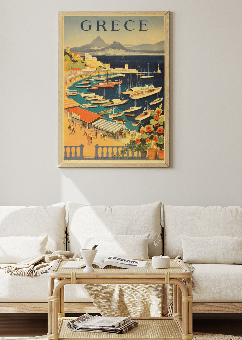 Greece Vintage Poster & Canvas Print – Classic Mediterranean Travel Art