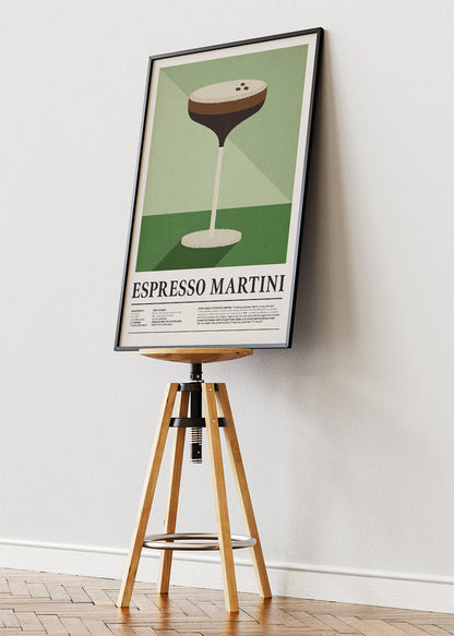 Espresso Martini Cocktail Art Poster & Canvas Print – Minimal Bar Wall Art