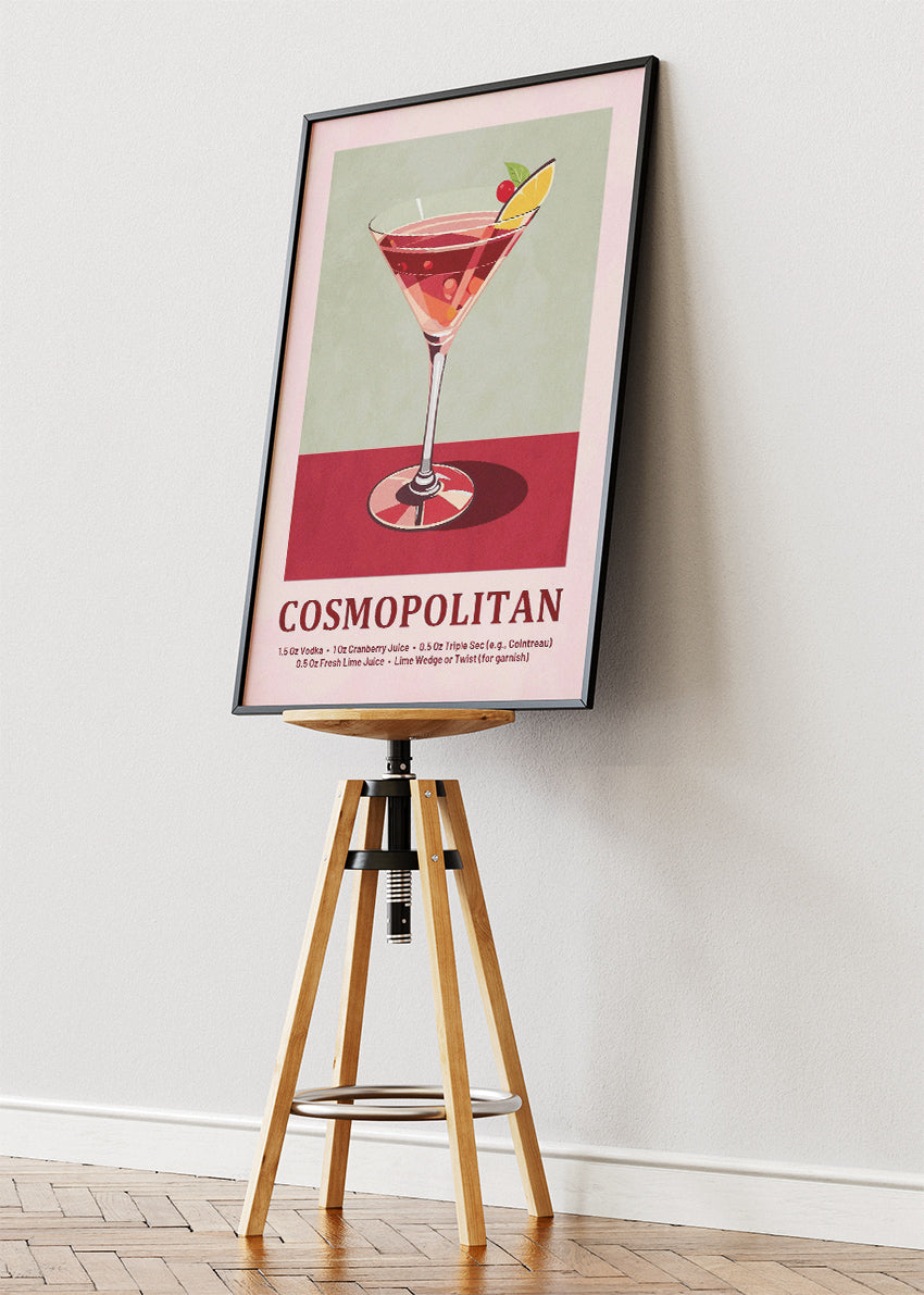 Cosmopolitan Cocktail Poster & Canvas Print | Classic Modern Bar Wall Art