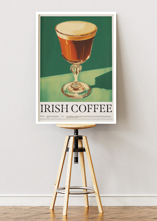 Irish Coffee Vintage Poster & Canvas Print | Classic Coffee Cocktail Wall Art