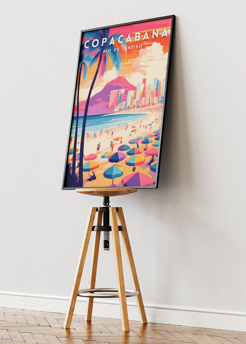 Copacabana Rio de Janeiro Travel Poster & Canvas Print – Brazil Wall Art