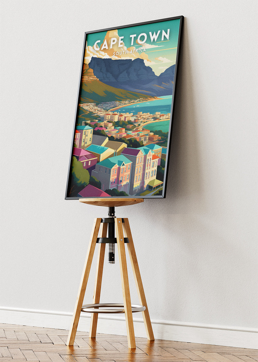Cape Town South Africa Poster & Canvas Print – Modern Illustrated Table Mountain Art