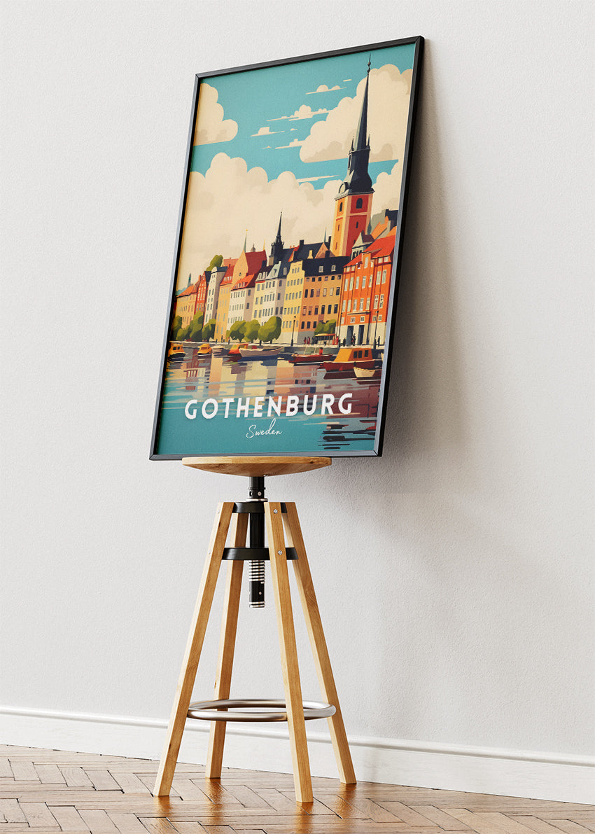 Gothenburg Sweden Harbour Poster & Canvas Print – Vintage Scandinavian Travel Art