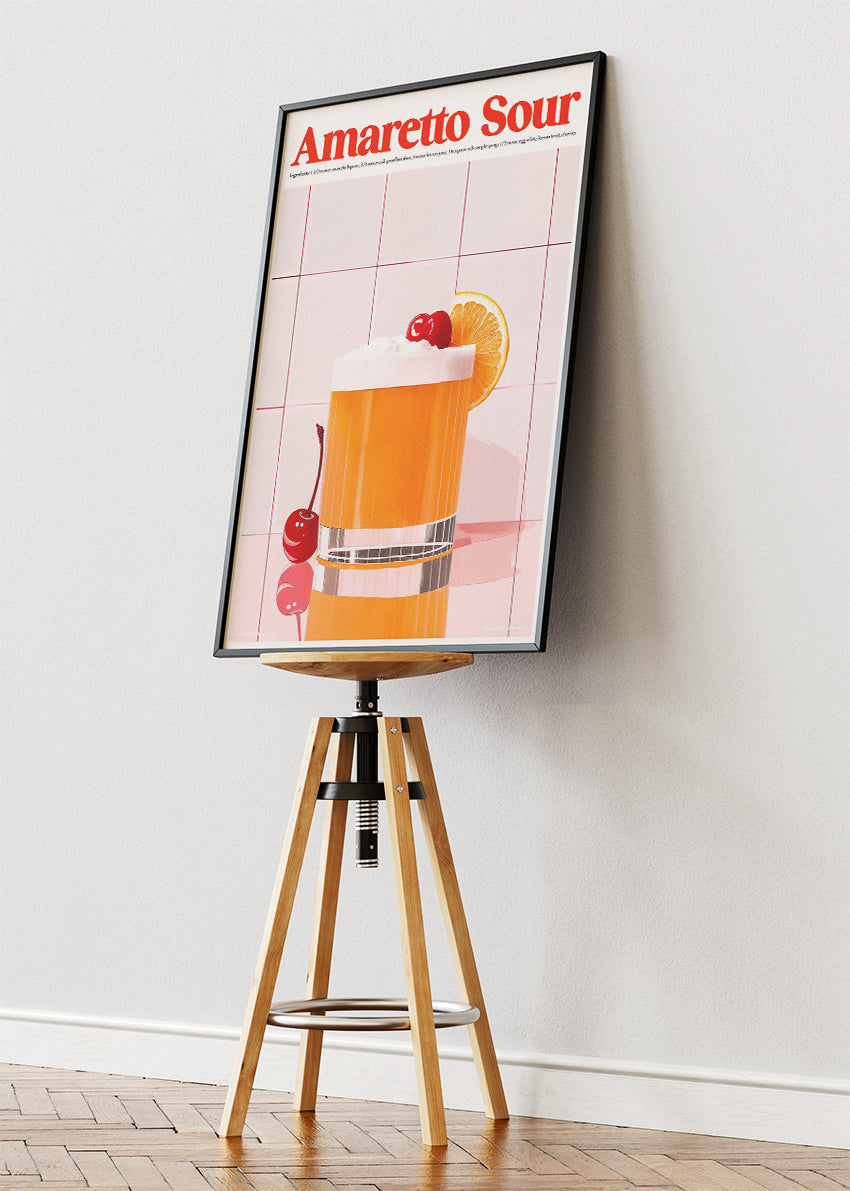 Amaretto Sour Poster & Canvas Print | Modern Cocktail Wall Art