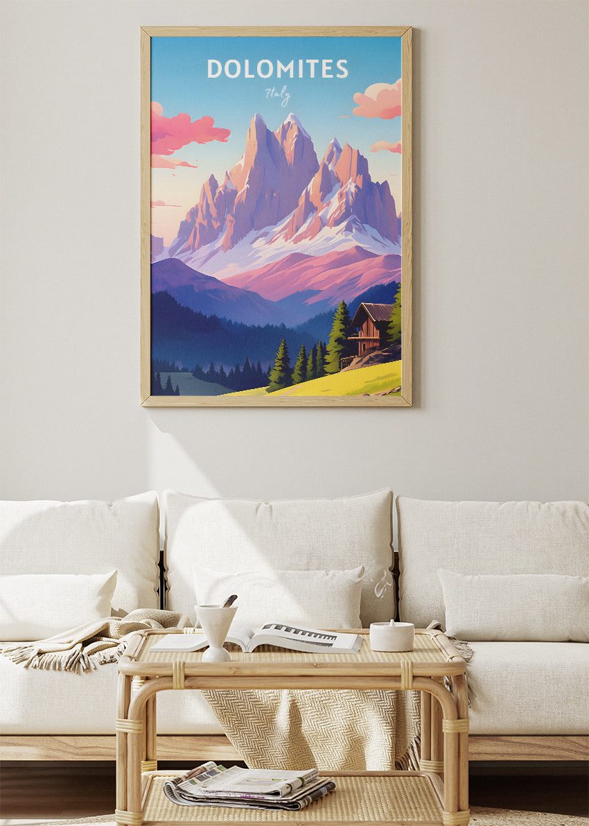 Dolomites Italy Poster & Canvas Print – Illustrated Alpine Mountain Art
