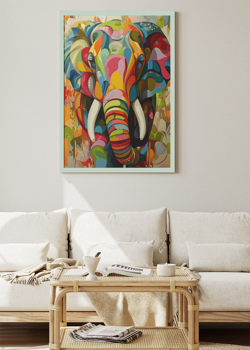 Colorful Elephant Canvas Print & Poster – Abstract Modern Animal Wall Art
