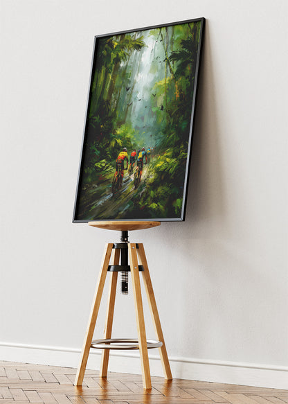 Rainforest Peloton Cycling Art Print & Canvas – Jungle Endurance Road Cycling Wall Art