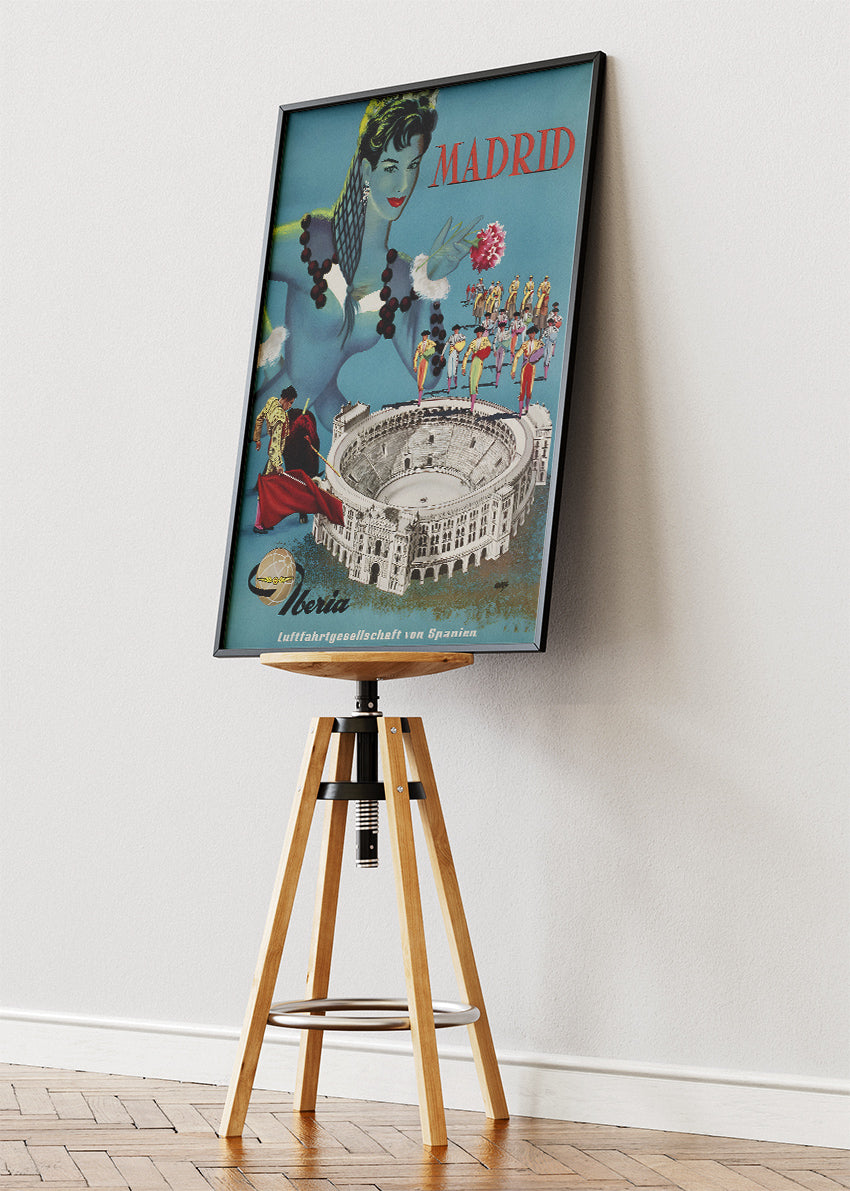 Madrid Spain Poster & Canvas Print – Vintage Iberia Bullring Travel Art