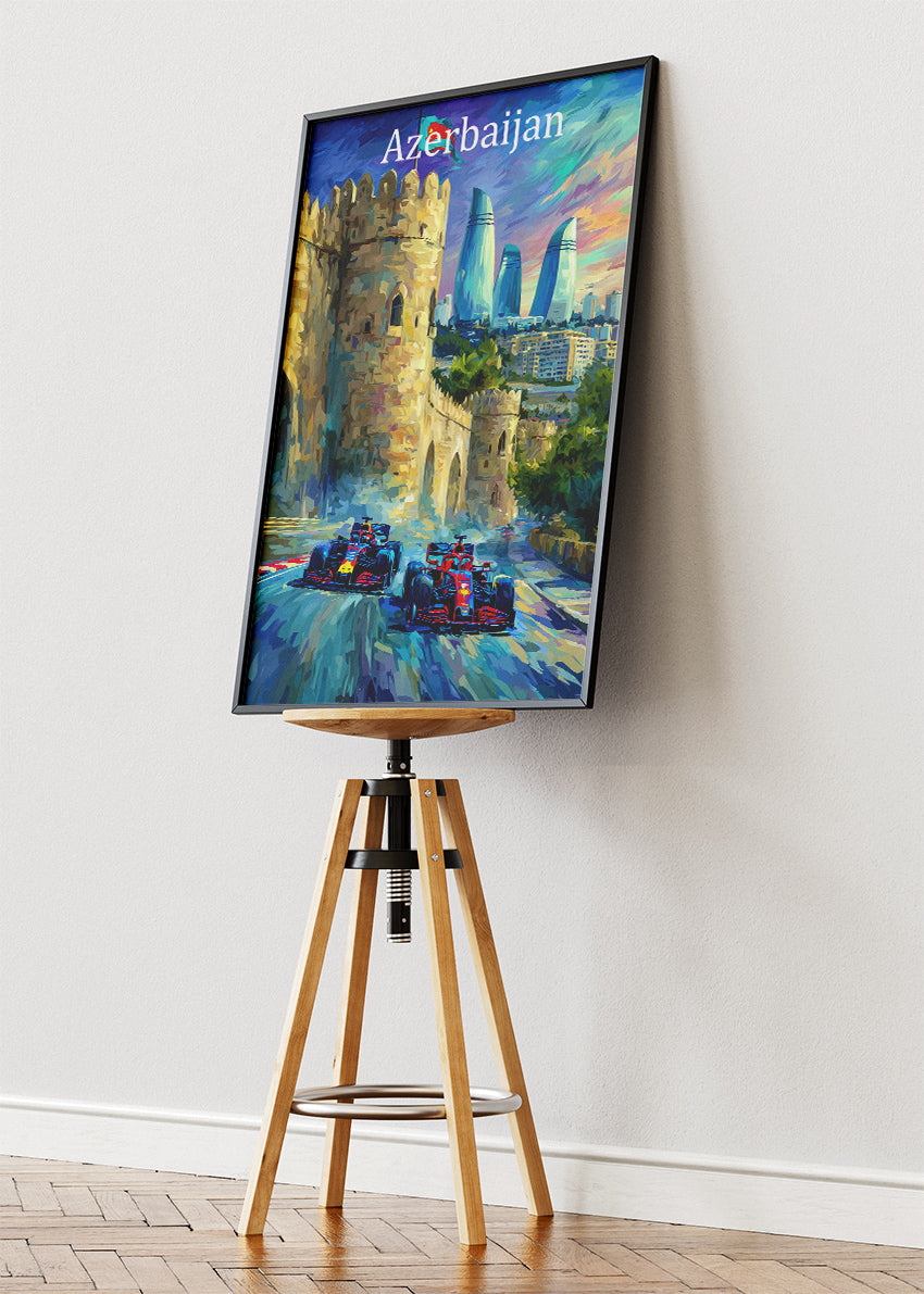Azerbaijan Grand Prix Wall Art Poster & Canvas | Baku Formula 1 Racing Cityscape Print
