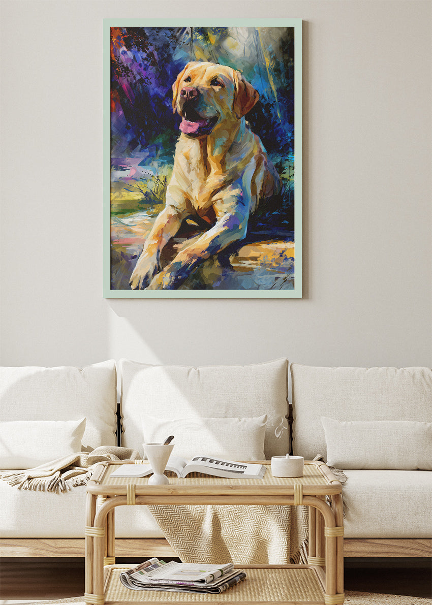 Golden Labrador Dog Canvas Print & Poster – Colorful Pet Wall Art