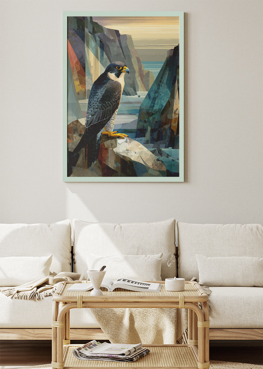 Peregrine Falcon on Cliff Canvas Print & Poster – Modern Wildlife Wall Art