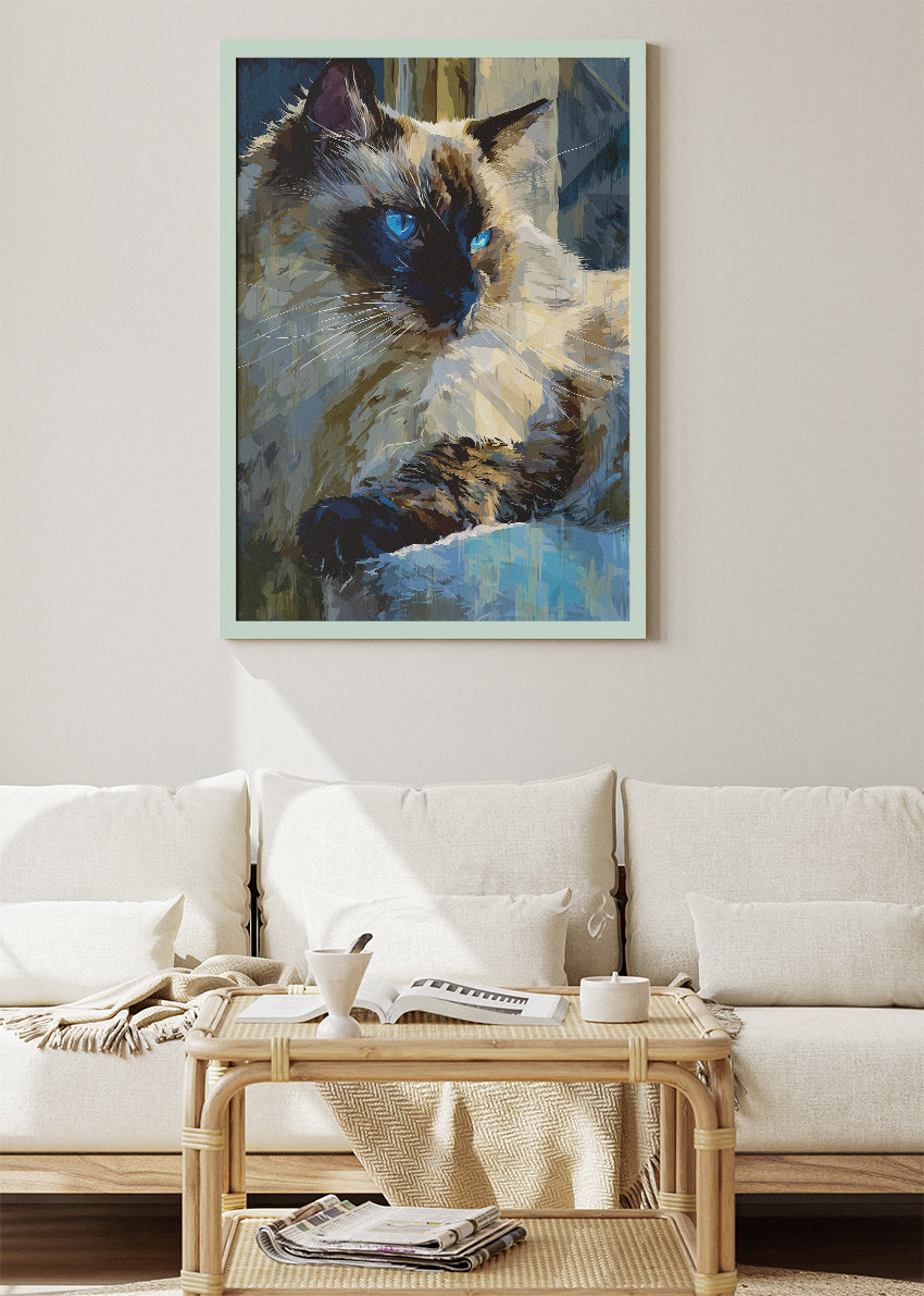 Blue-Eyed Siamese Cat Canvas Print & Poster – Luxury Pet Wall Art