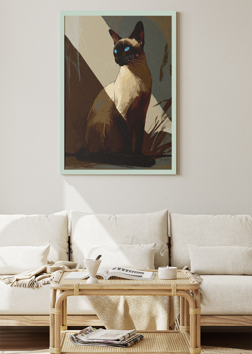 Elegant Siamese Cat Canvas Print & Poster – Modern Luxury Pet Wall Art