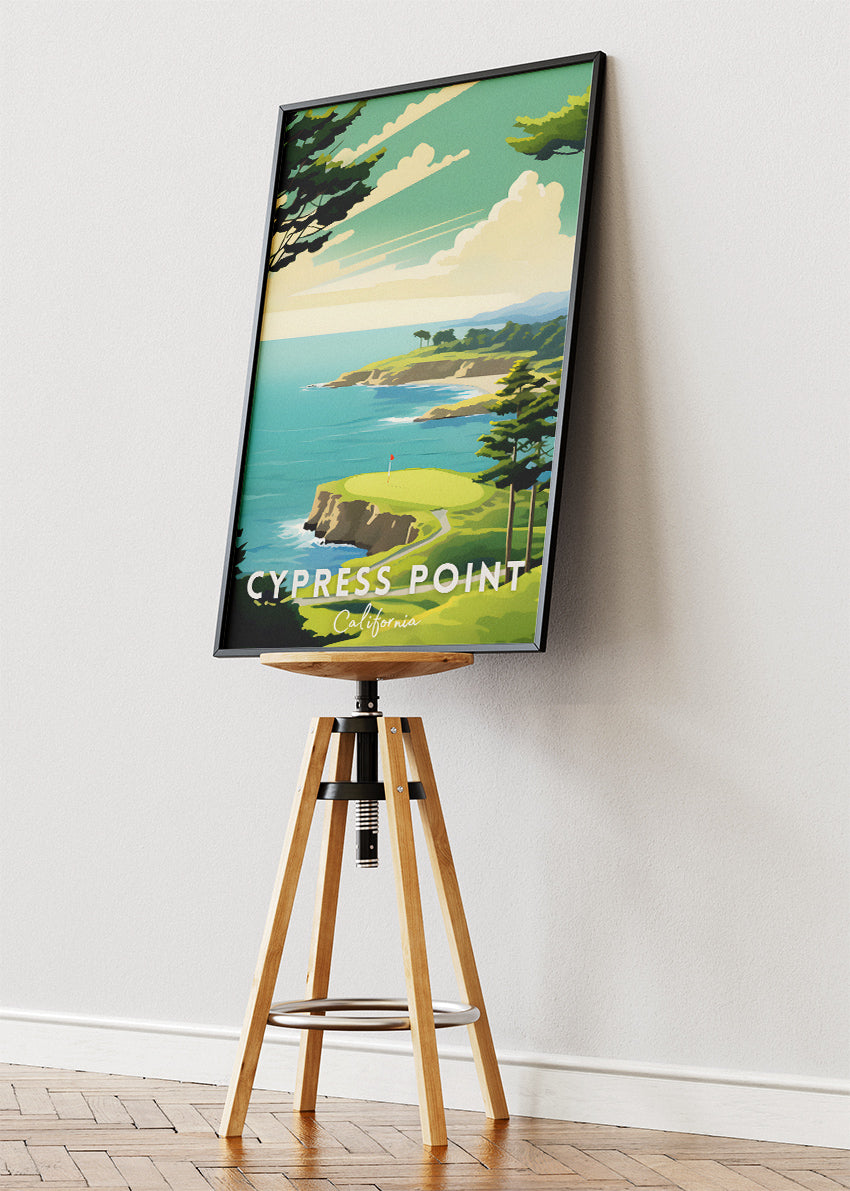 Cypress Point California Poster & Canvas Print – Illustrated Coastal Golf Course Wall Art