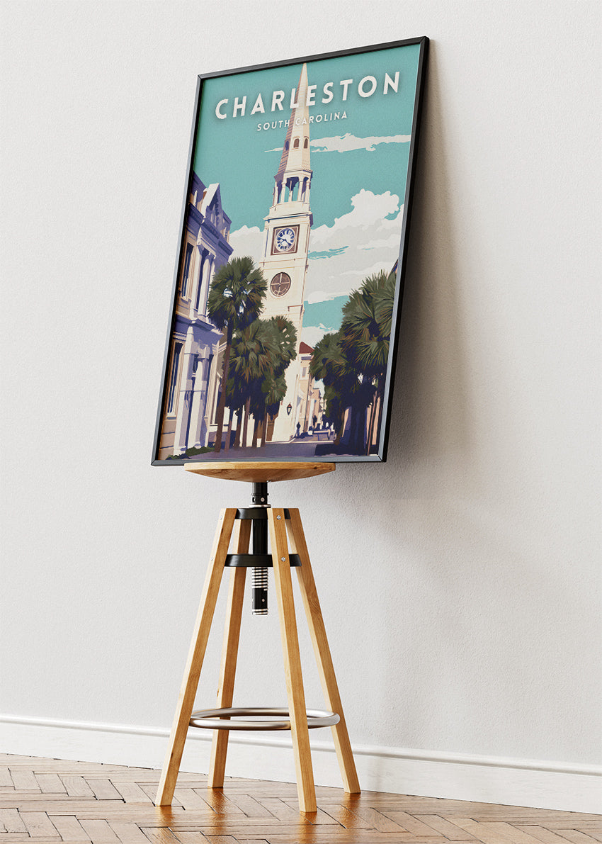 Charleston South Carolina Poster & Canvas Print – Historic Coastal City Illustration