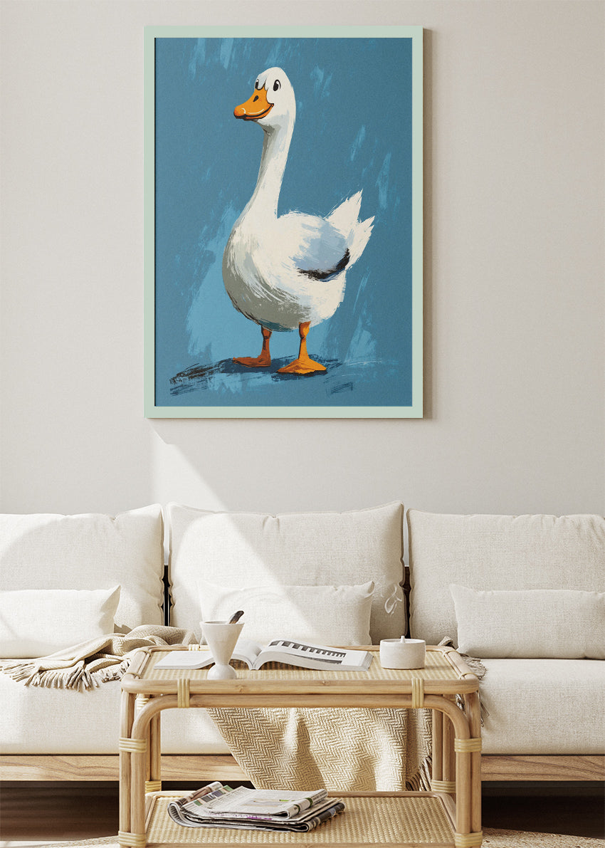 Cute Duck Canvas Print & Poster – Playful Farm Animal Wall Art