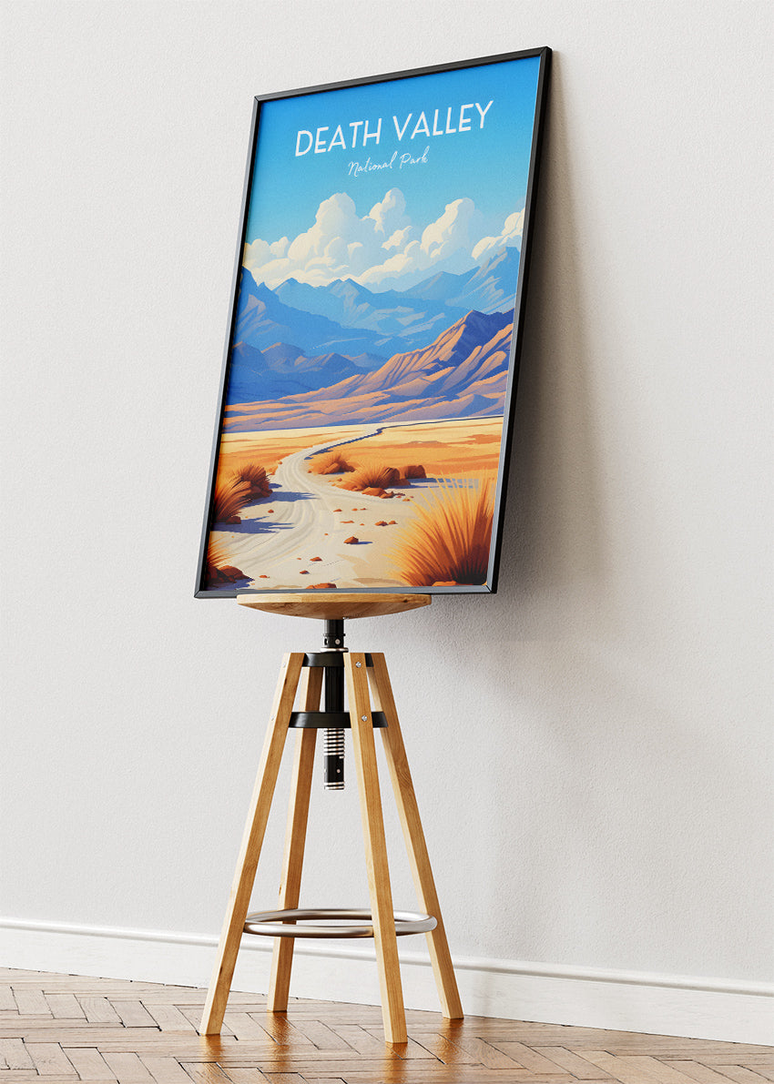 Death Valley National Park Poster & Canvas Print – Desert Landscape Illustration Wall Art